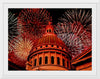 "Fireworks above courthouse building, USA"