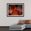 "Fireworks above courthouse building, USA"