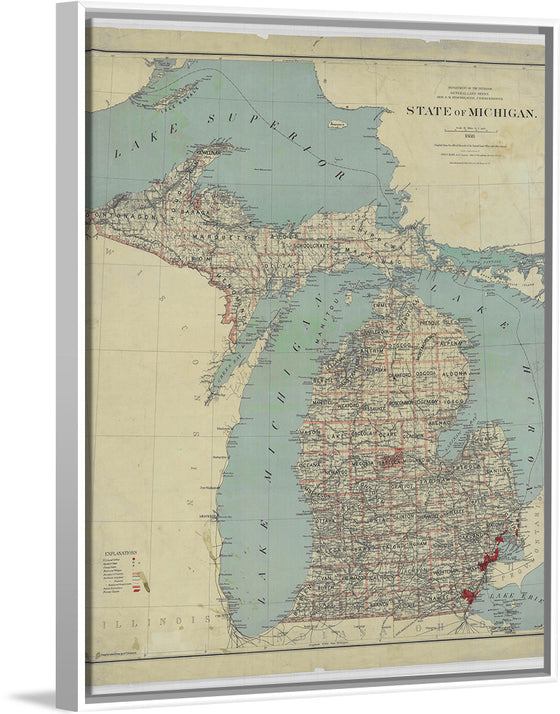 "Map of the State of Michigan (1888)"