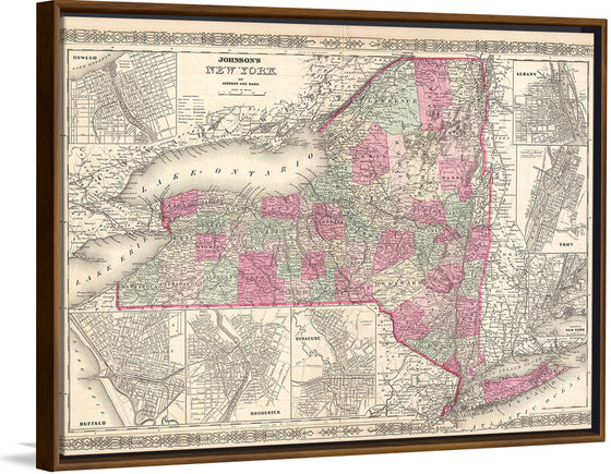 "1864 Johnson Map of New York", A. J. Johnson