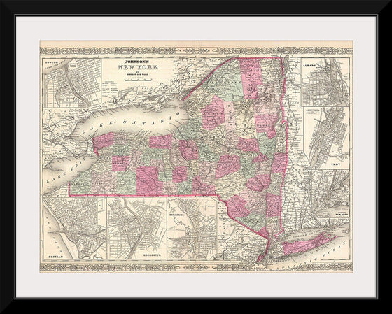 "1864 Johnson Map of New York", A. J. Johnson