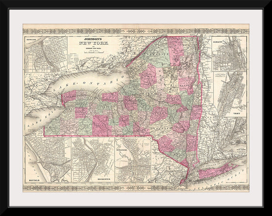 "1864 Johnson Map of New York", A. J. Johnson