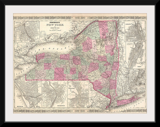 "1864 Johnson Map of New York", A. J. Johnson