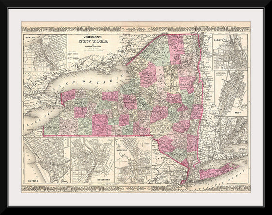 "1864 Johnson Map of New York", A. J. Johnson