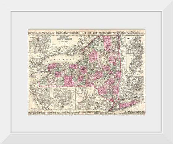 "1864 Johnson Map of New York", A. J. Johnson