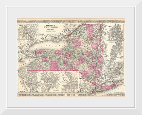 "1864 Johnson Map of New York", A. J. Johnson