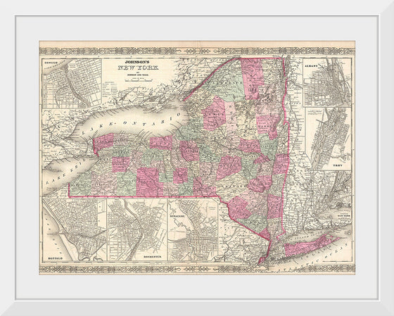 "1864 Johnson Map of New York", A. J. Johnson