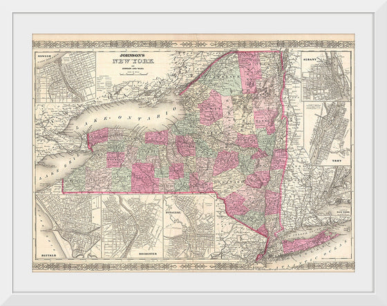 "1864 Johnson Map of New York", A. J. Johnson