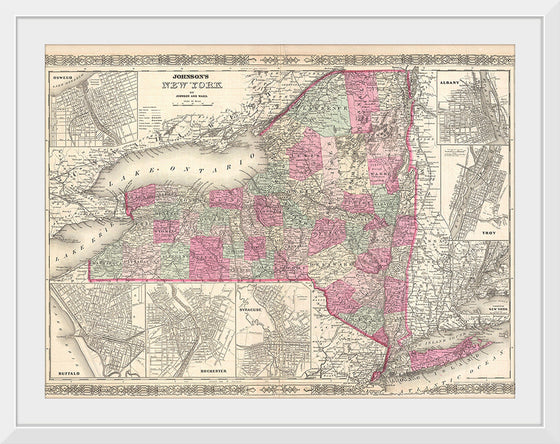 "1864 Johnson Map of New York", A. J. Johnson