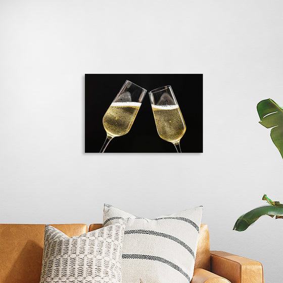 "Two Festive Champagne Glasses Celebration"