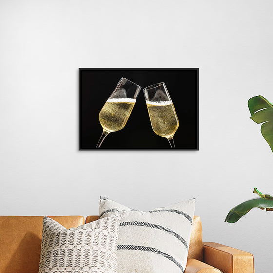 "Two Festive Champagne Glasses Celebration"