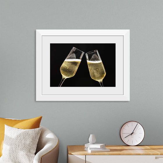 "Two Festive Champagne Glasses Celebration"