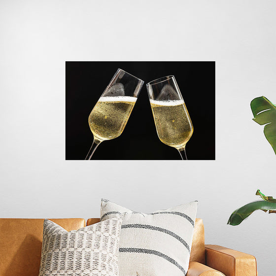 "Two Festive Champagne Glasses Celebration"