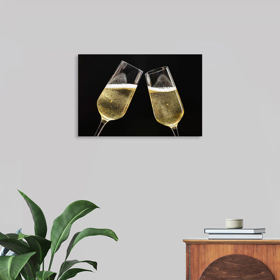 "Two Festive Champagne Glasses Celebration"