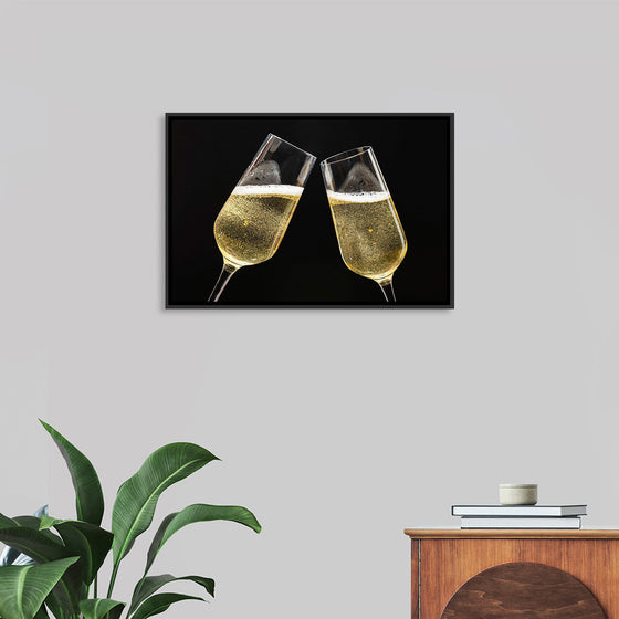 "Two Festive Champagne Glasses Celebration"