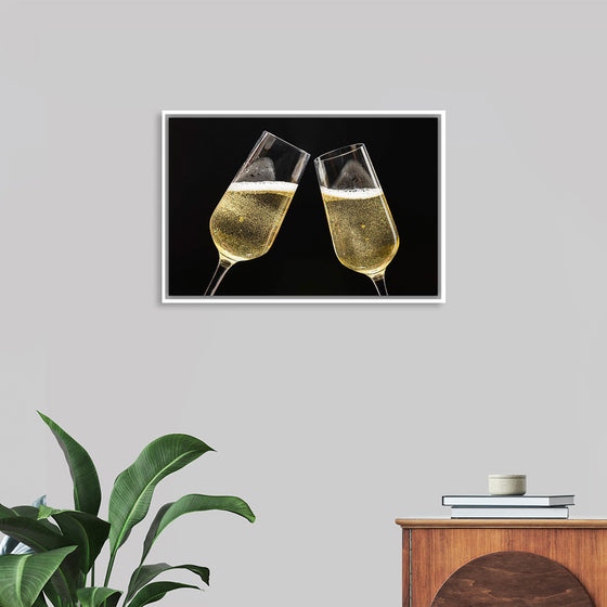 "Two Festive Champagne Glasses Celebration"