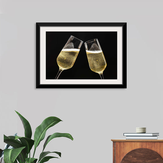 "Two Festive Champagne Glasses Celebration"