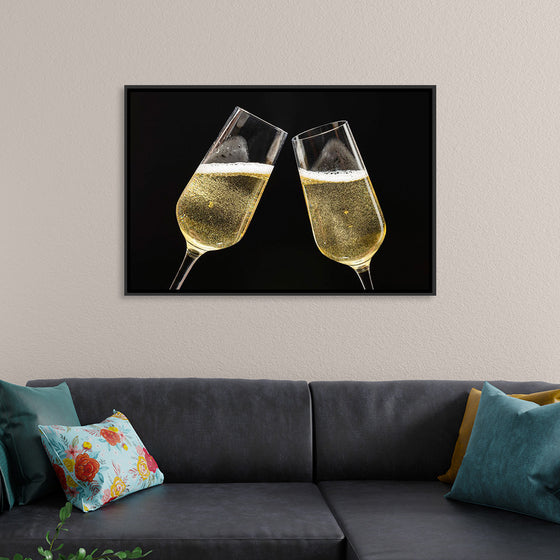 "Two Festive Champagne Glasses Celebration"