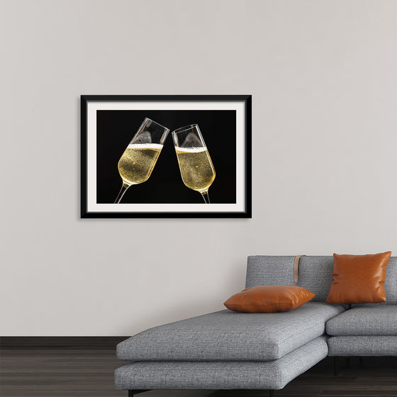 "Two Festive Champagne Glasses Celebration"