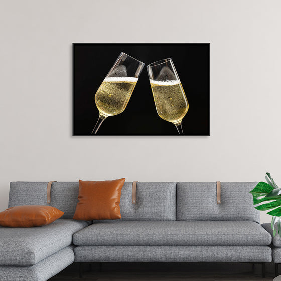 "Two Festive Champagne Glasses Celebration"