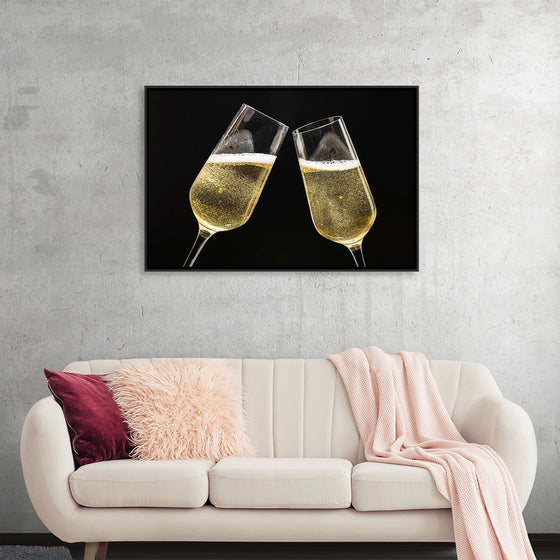 "Two Festive Champagne Glasses Celebration"