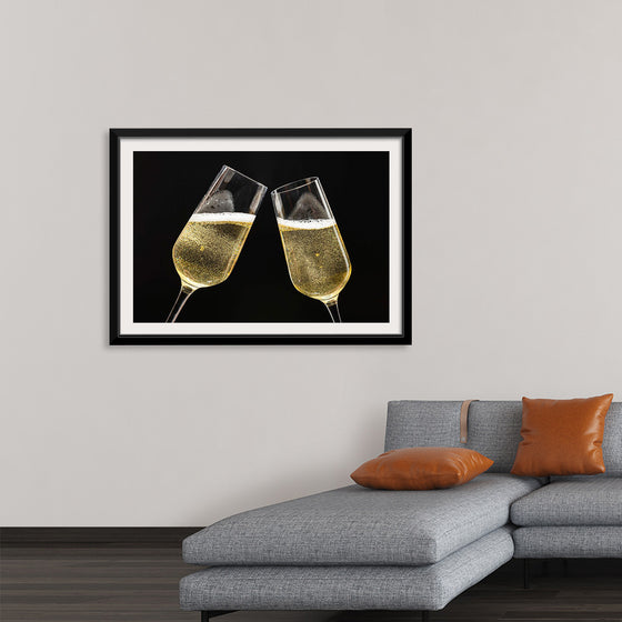 "Two Festive Champagne Glasses Celebration"