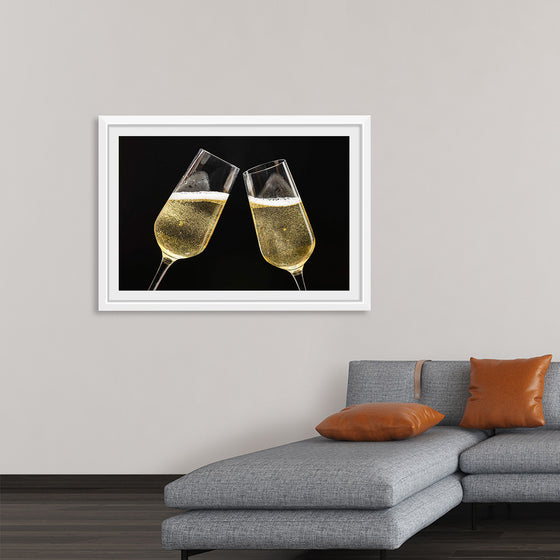 "Two Festive Champagne Glasses Celebration"