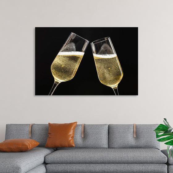 "Two Festive Champagne Glasses Celebration"