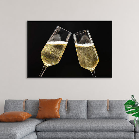 "Two Festive Champagne Glasses Celebration"