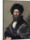 This is a masterpiece by Raphael, titled “Portrait of Baldassarre Castiglione”. The artwork is a testament to the Renaissance artistry, embodying a harmonious blend of realism and idealism. The subject, Baldassarre Castiglione, a prominent writer and diplomat, is depicted with an air of noble elegance.