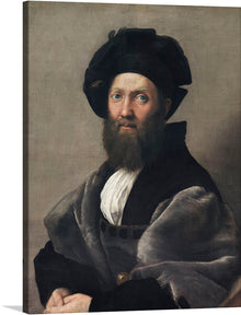  This is a masterpiece by Raphael, titled “Portrait of Baldassarre Castiglione”. The artwork is a testament to the Renaissance artistry, embodying a harmonious blend of realism and idealism. The subject, Baldassarre Castiglione, a prominent writer and diplomat, is depicted with an air of noble elegance.