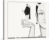 This captivating black and white illustration draws you into a world of timeless elegance. The Art Deco style comes alive through bold lines and geometric precision. The profile of a woman’s face takes center stage, her expression enigmatic and alluring.