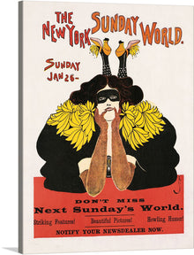  “The New York Sunday World” by Frank King invites you into a captivating world of vintage charm. This delightful artwork, originally published in 1896, exudes the spirit of a bygone era. The bold typography at the top, rendered in vibrant red letters, announces the newspaper’s name, while below, the date “Sunday Jan. 26” adds a touch of nostalgia. 