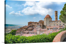  Immerse yourself in the serene beauty of this exquisite print capturing an ancient hilltop town nestled amidst the rolling landscapes. Every detail, from the rustic terracotta rooftops to the majestic architectural wonders, is meticulously captured, offering a glimpse into a world where time stands still. The lush greenery and expansive skies breathe life into this artwork, making it a timeless addition to your collection.