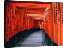  Step into a vibrant world of tradition and tranquility with this print of Fushimi Inari Trail in Kyoto, Japan. Towering rows of vermilion torii gates wind their way up the verdant slopes of Mount Inari, creating a visual feast for the eyes.