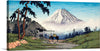 “Otome Pass, Hakone” is a captivating artwork that captures the essence of Japan’s iconic Mount Fuji, enveloped in a delicate mist, standing majestically as the backdrop to a tranquil rural setting. The intricate details of the lush greenery, the rustic charm of a countryside dwelling, and locals immersed in daily tasks are depicted with stunning clarity