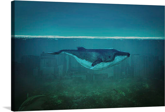 “Blue Whale” is an enchanting masterpiece that plunges viewers into the mysterious depths of the ocean. This captivating artwork portrays a majestic blue whale gliding gracefully through an underwater cityscape. The intricate detailing and ethereal blue tones evoke a sense of wonder, inviting us to explore a world where nature and urban life harmoniously coexist.