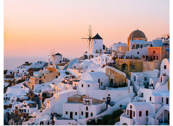 "View of Oia traditional cave houses in Santorini, Greece"
