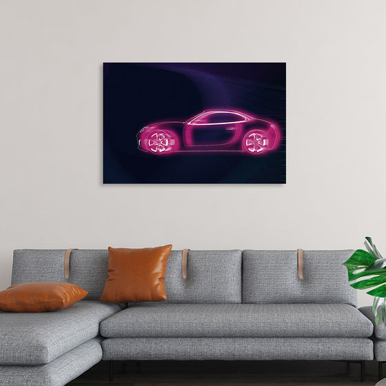 "Pink neon sports car"