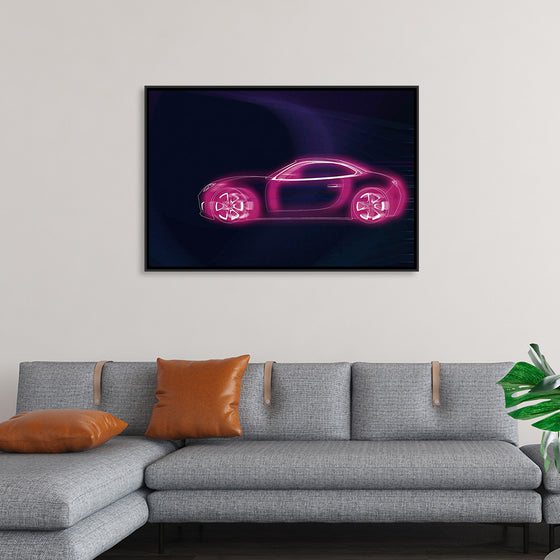 "Pink neon sports car"