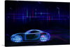 Dive into the future with this mesmerizing artwork, a fusion of technology and artistry. The print captures a sleek car outlined in radiant neon blue, set against a backdrop of dynamic digital matrix. Every line and curve is meticulously crafted to evoke a sense of speed and innovation. This piece is not just an artwork but an experience, transporting you to a world where technology and beauty coexist in harmony. 
