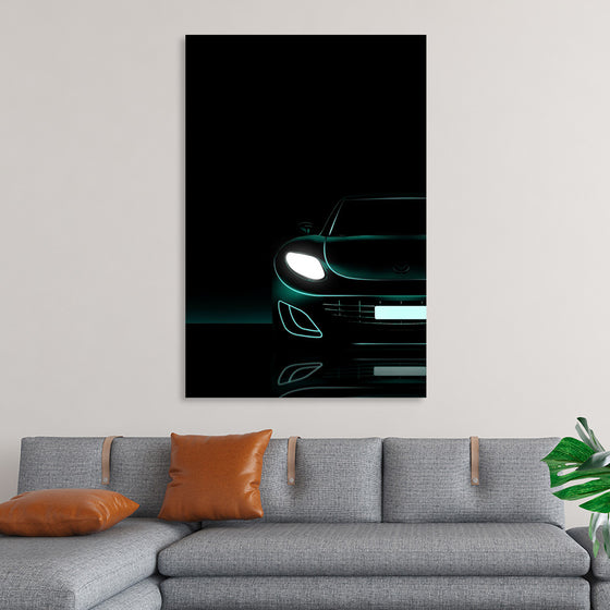 "Green Neon Sports Car"