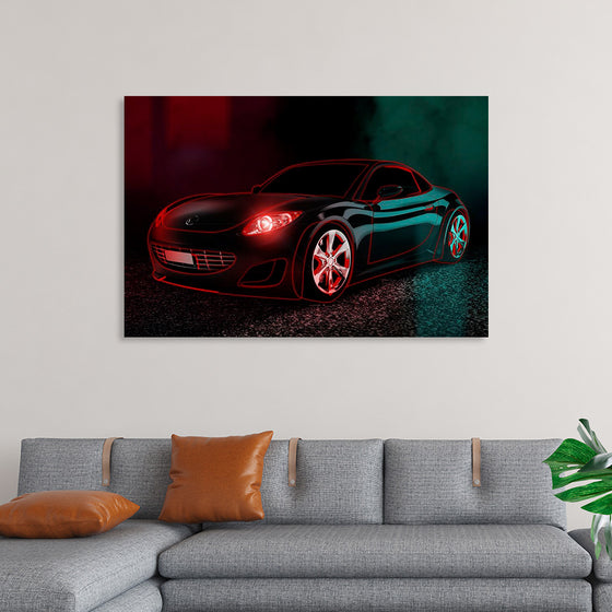 "Red Neon Sports Car"