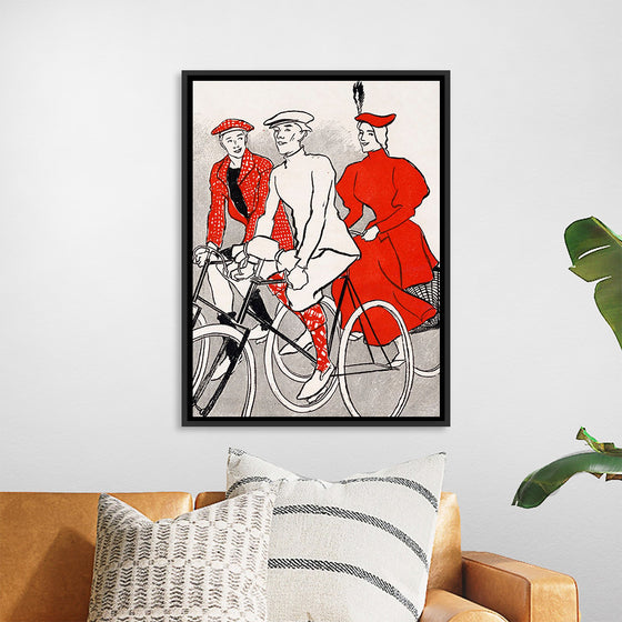 "Women riding bicycles on a road, remixed from artworks", Edward Penfield