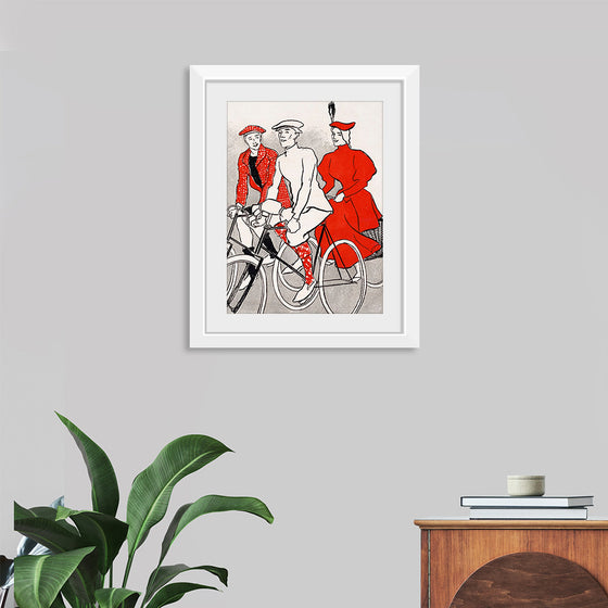 "Women riding bicycles on a road, remixed from artworks", Edward Penfield