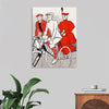 "Women riding bicycles on a road, remixed from artworks", Edward Penfield