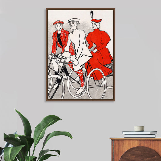 "Women riding bicycles on a road, remixed from artworks", Edward Penfield