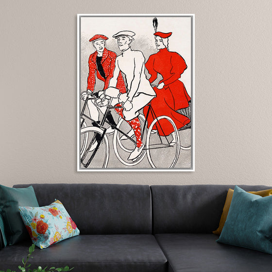 "Women riding bicycles on a road, remixed from artworks", Edward Penfield