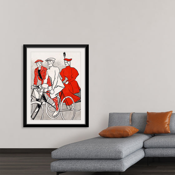 "Women riding bicycles on a road, remixed from artworks", Edward Penfield