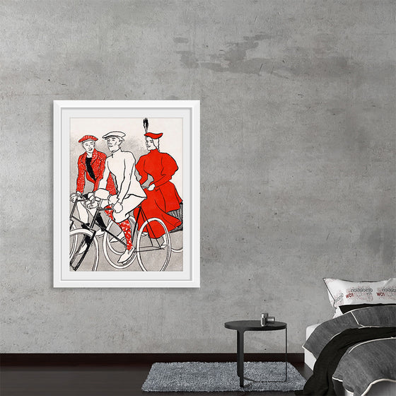 "Women riding bicycles on a road, remixed from artworks", Edward Penfield